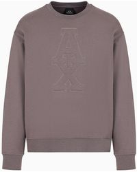 Armani Exchange - Sweatshirt With Embossed Logo In Asv French Terry - Lyst