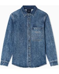 ARMANI EXCHANGE - Chemise En Jean De Coton Coupe Régulière - Lyst