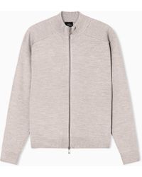 ARMANI EXCHANGE - Cotton And Wool Cardigan With Ribbed Knitting - Lyst