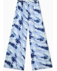 ARMANI EXCHANGE - Printed Striped Georgette Palazzo Pants - Lyst