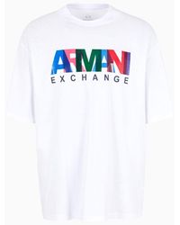 Armani Exchange - Relaxed Fit Jersey T-shirt With Multicolor Logo - Lyst