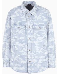 Armani Exchange - Camouflage Patterned Cotton Denim Jacket - Lyst