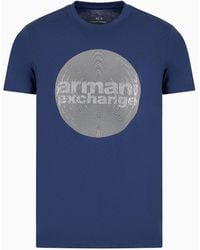 Armani Exchange - T-shirt Slim Fit In Jersey Di Cotone Con Stampa Tonda - Lyst