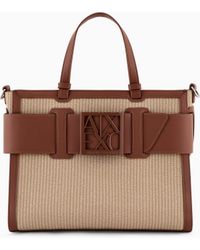 ARMANI EXCHANGE - Handtasche Aus Gewebtem Stoff Mit Logo - Lyst