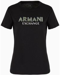 Armani Exchange - A | X Armani Exchange Rhinestone Logo Cotton Jersey T-shirt - Lyst