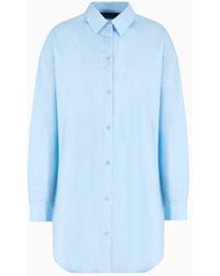Armani Exchange - Long Shirt In Asv Organic Cotton Poplin - Lyst