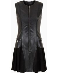 Armani Exchange - Flared Dress Faux Leather - Lyst