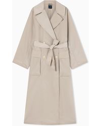ARMANI EXCHANGE - Double-Breasted Trench Coat With Belt - Lyst