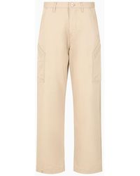 Armani Exchange - Wide Leg Chino Trousers In Cotton Gabardine - Lyst