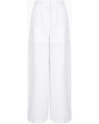 Armani Exchange - Palazzo Trousers In Linen And Cotton - Lyst