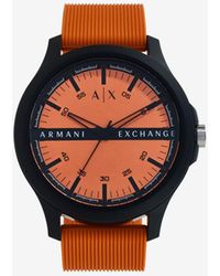 Armani Exchange Three Hand Orange Silicone Watch
