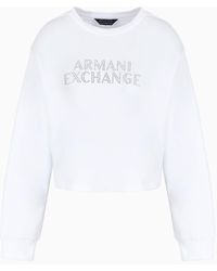 Armani Exchange - Cropped Sweatshirt With Logo In Asv Organic Cotton - Lyst