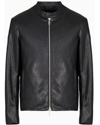 Armani Exchange - Faux Leather Biker Jacket - Lyst