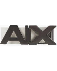 Armani Exchange - Hinge Logo Buckle Leather Belt - Lyst