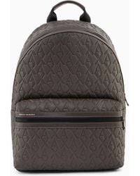 ARMANI EXCHANGE - Backpack With Embossed Pattern And Front Zip Pocket - Lyst