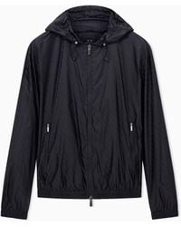 ARMANI EXCHANGE - Nylon Jacquard Windbreaker With A Drawstring Hood Essential - Lyst