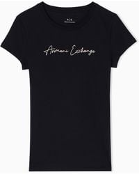 ARMANI EXCHANGE - Slim-Fit Cotton Jersey T-Shirt With Script Logo Essential - Lyst