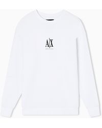 ARMANI EXCHANGE - Crew-Neck Stretch Cotton Sweatshirt With A Logo Icon - Lyst