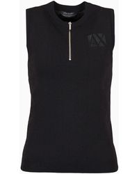 Armani Exchange - Asv Knitted Zip Neckline Logo Top - Lyst