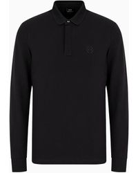 ARMANI EXCHANGE - Slim-Fit-Poloshirt Aus Stretch-Baumwolle Mit Langen Ärmeln - Lyst