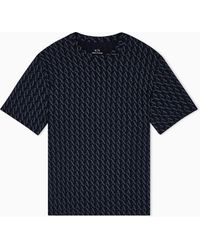 ARMANI EXCHANGE - Cotton Jersey T-Shirt With An All-Over Pattern Essential - Lyst