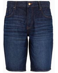 Armani Exchange - Slim Fit J65 Stretch Denim Shorts With Turn-up Hem - Lyst