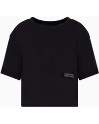 Armani Exchange - T-shirt Cropped In Cotone Organico Asv - Lyst