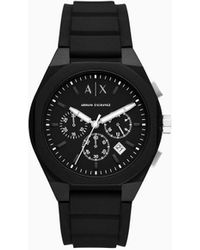 Armani Exchange - Chronograph Black Silicone Watch - Lyst