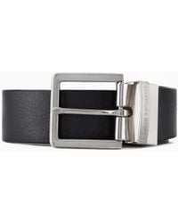 ARMANI EXCHANGE - Leather Belt With Rectangular Buckle - Lyst