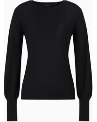 ARMANI EXCHANGE - Sweater With Wide Sleeves And Jacquard A-Line Logo - Lyst