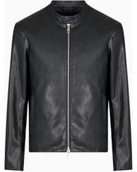 ARMANI EXCHANGE - Faux Leather Jacket With Zip - Lyst