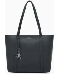ARMANI EXCHANGE - Textured Tote Bag With Handles And A Decorative Charm - Lyst