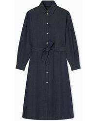 ARMANI EXCHANGE - Flared Chambray Dress With Belt - Lyst