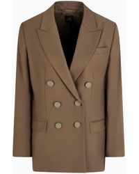 ARMANI EXCHANGE - Double-Breasted Twill Jacket - Lyst