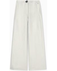 ARMANI EXCHANGE - Wide-Leg Linen Twill Trousers - Lyst