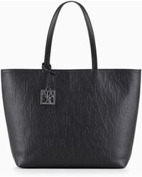 Armani Exchange - Shopper With Embossed All-over Logo - Lyst