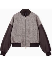 ARMANI EXCHANGE - Blouson Jacket Fit Recycled Herringbone Wool Coated Trim - Lyst