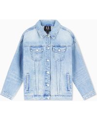 ARMANI EXCHANGE - Jeansjacke Mit Kapuze Und Brusttaschen Aus Used-Denim Icon - Lyst