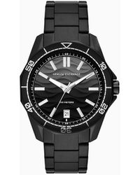 Armani Exchange - Three-hand Date Black Stainless Steel Watch - Lyst