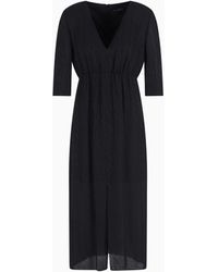 ARMANI EXCHANGE - Longuette-Kleid Aus Viskose Mit Allover-Logo - Lyst