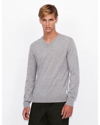 Armani Exchange Sweater In Pure Virgin Wool - Gray