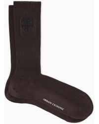 ARMANI EXCHANGE - Kurze Socken Crossover Aus Geripptem Baumwollmix Mit Logo - Lyst