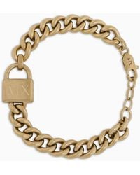 Armani Exchange - Gold-tone Stainless Steel Chain Bracelet - Lyst