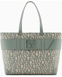 ARMANI EXCHANGE - Shopper Bag With Allover Contrasting Logo - Lyst