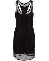 Armani Exchange - Mesh Transparent Fabric Rhinestones Dress - Lyst