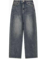 ARMANI EXCHANGE - Oversized Fit 5 Pockets Denim Pant With Embellishment - Lyst