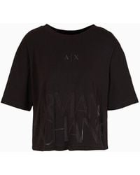 Armani Exchange - Cropped T-shirt In Slub Cotton Blend - Lyst