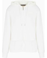 Armani Exchange - Sweatshirt With Zip And Hood With Mesh Bottom - Lyst