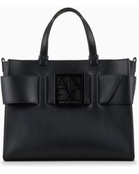 Armani Exchange - Large Tote Bag With Double Handles And Shoulder Strap - Lyst