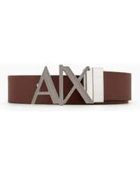 ARMANI EXCHANGE - Gürtel Aus Glattem Leder Mit Einer Logoschnalle Aus Metall - Lyst